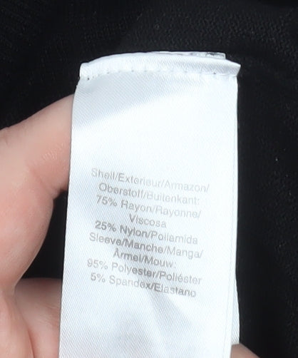 DKNY Womens Black S Crew Neck Pullover Jumper with Striped Sleeves