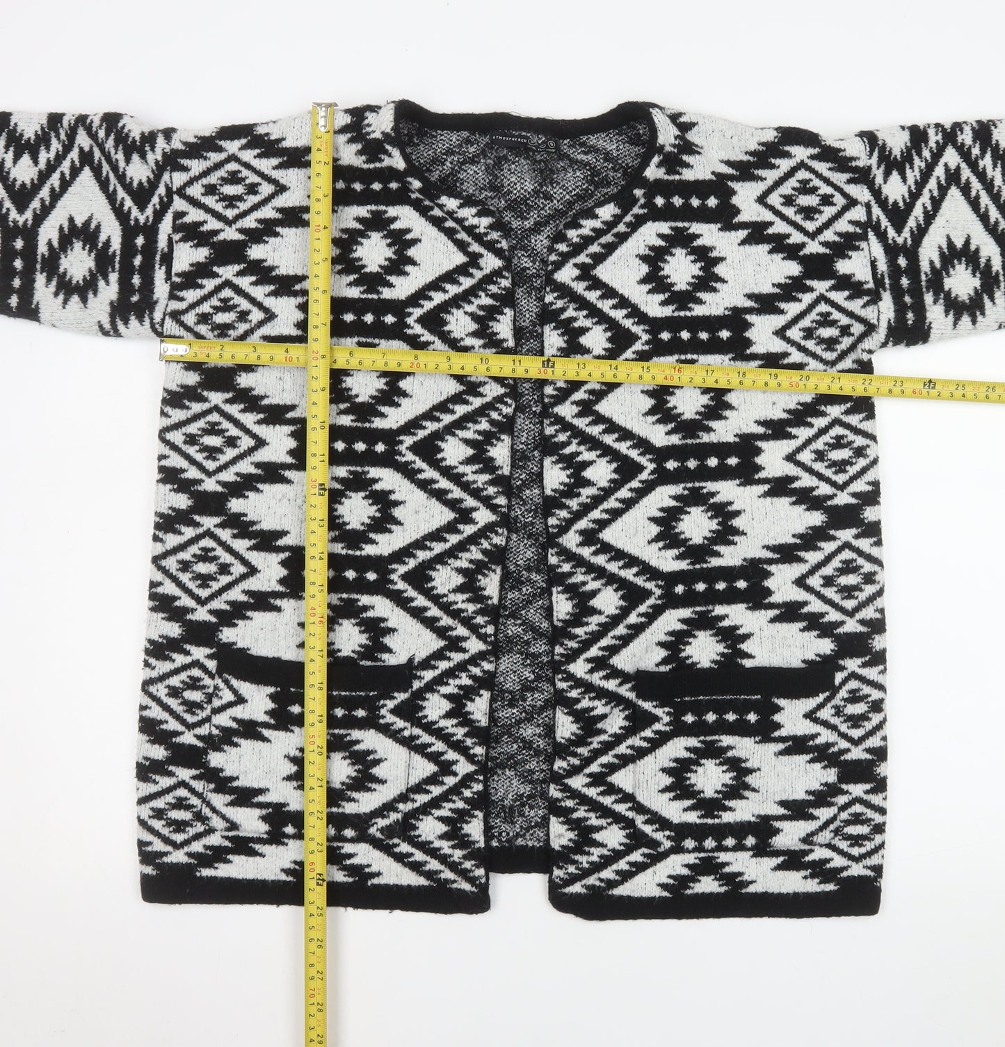 Atmosphere Women’s Black Aztec Knit Open Cardigan Size S