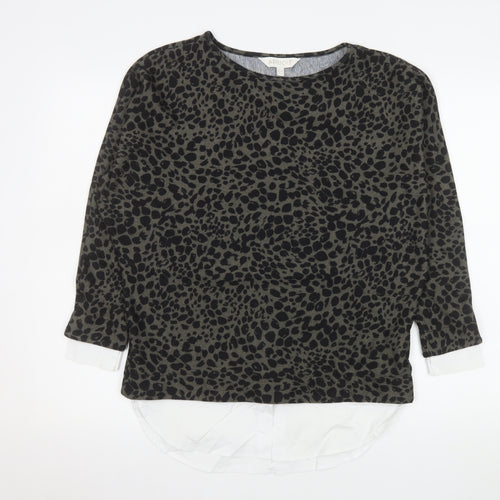 Apricot Women Brown Animal Print Long Sleeve Tunic Blouse Size 8