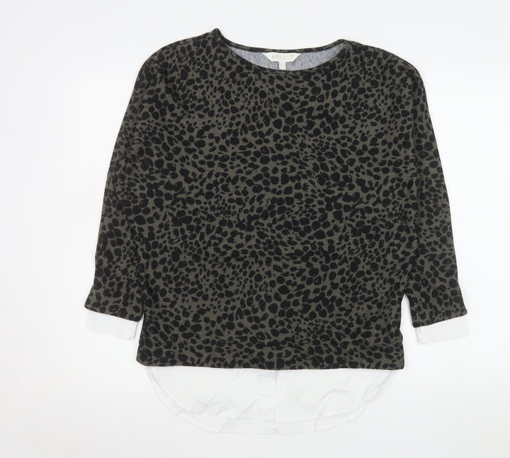 Apricot Women Brown Animal Print Long Sleeve Tunic Blouse Size 8