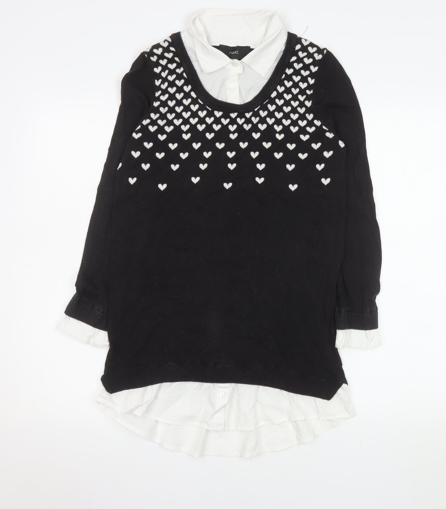 Next Women’s Black Heart Knit Layered Blouse Size 10