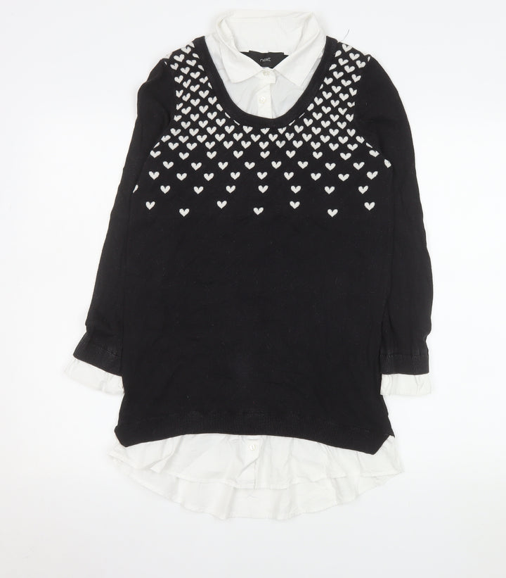 Next Women’s Black Heart Knit Layered Blouse Size 10