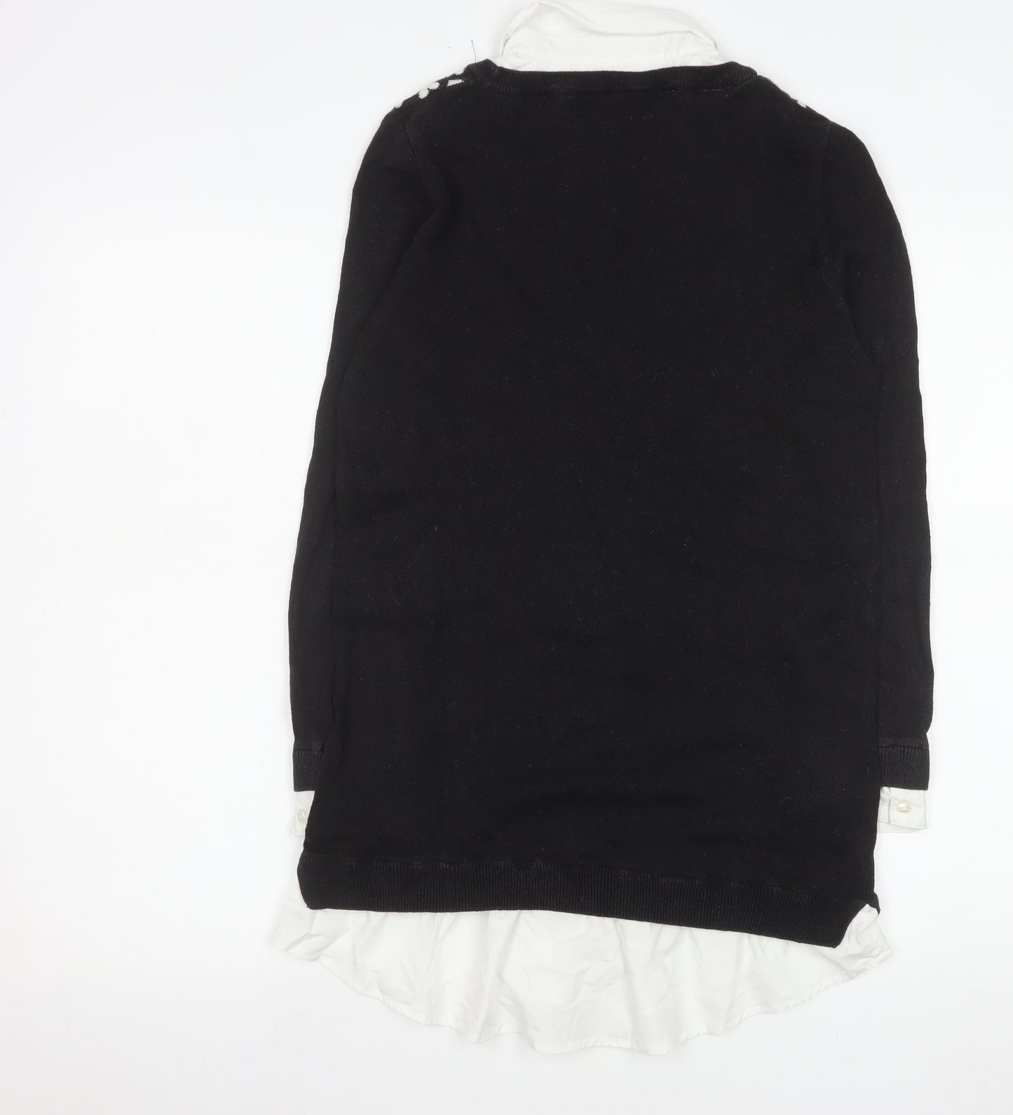 Next Women’s Black Heart Knit Layered Blouse Size 10