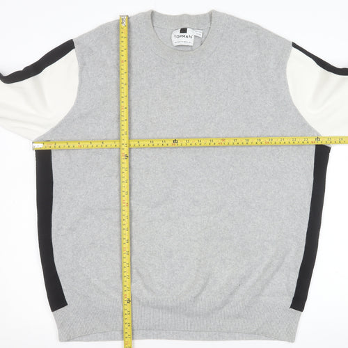Topman Men’s Grey Cotton Crew Neck Jumper Size L
