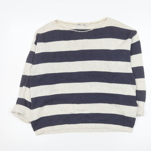 Fat Face Women’s Blue Stripe Cotton Boat Neck Jumper Size 12