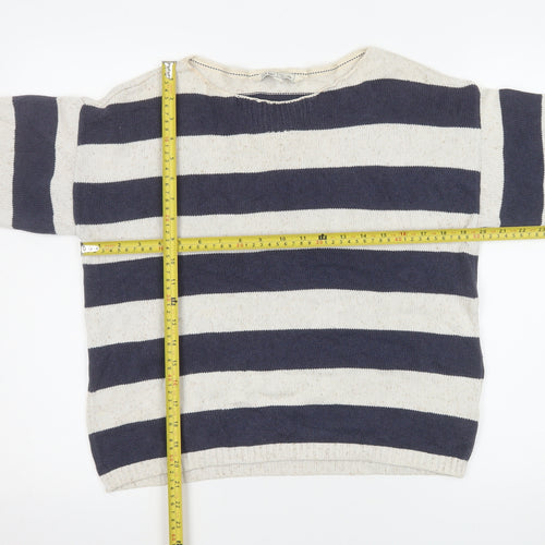 Fat Face Women’s Blue Stripe Cotton Boat Neck Jumper Size 12
