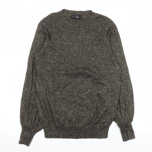 F&F Women’s Black Metallic Knit Long Sleeve Top Size 10