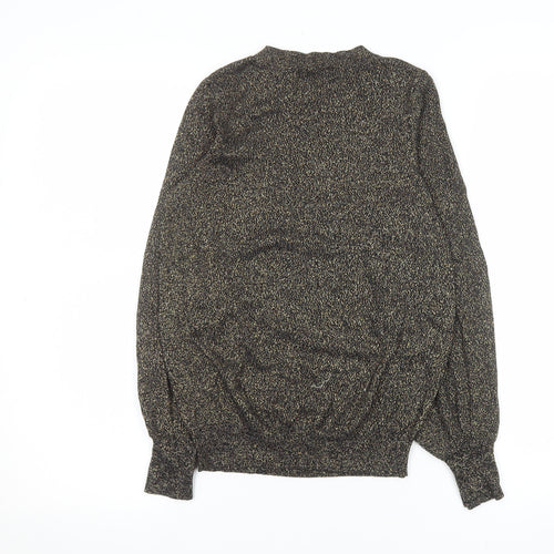 F&F Women’s Black Metallic Knit Long Sleeve Top Size 10