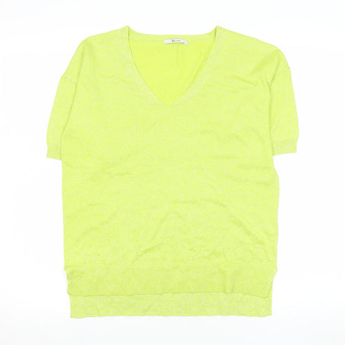 Tu Women's Yellow V-Neck Short Sleeve Knit T-Shirt Size 10