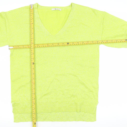 Tu Women's Yellow V-Neck Short Sleeve Knit T-Shirt Size 10