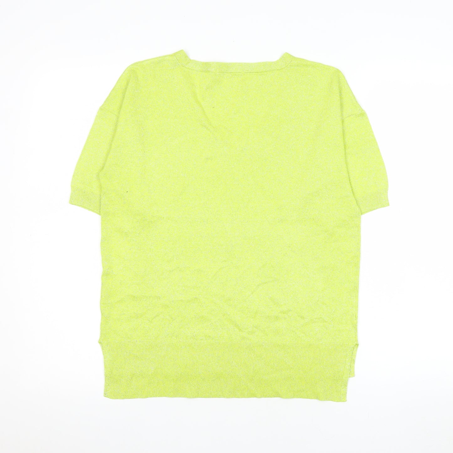 Tu Women's Yellow V-Neck Short Sleeve Knit T-Shirt Size 10