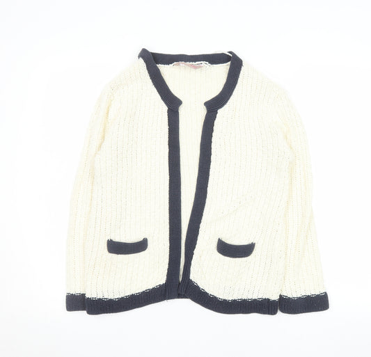 Awear Women's Ivory Knit Open Cardigan Size 10 Long Sleeve