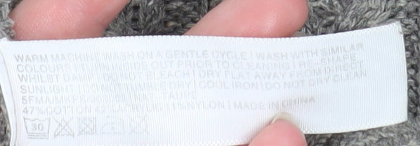 FatFace Mens Grey Cable-Knit Cotton Wool Jumper Size L