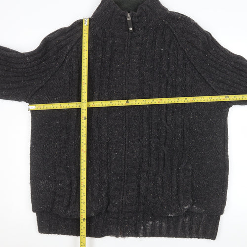 Next Men's Grey Full Zip Wool Blend Knit Jacket XL