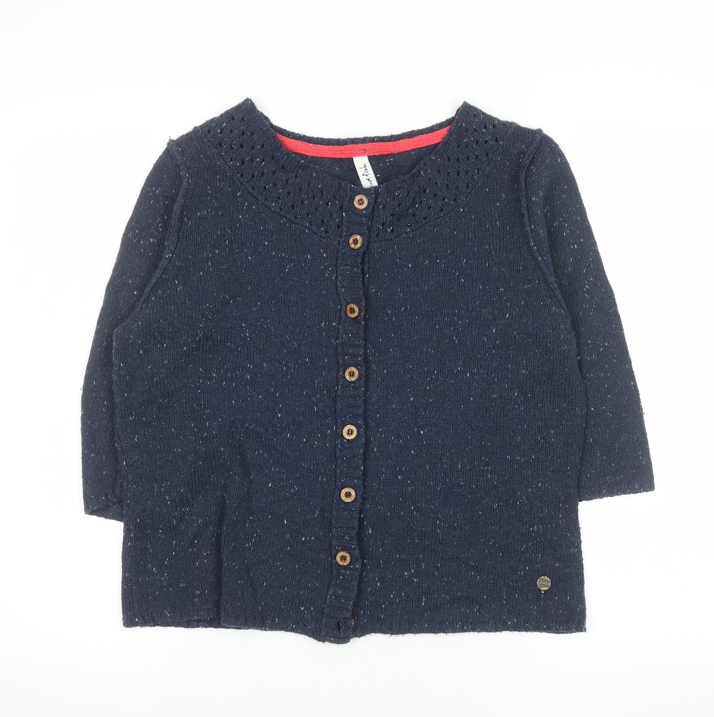 Weird Fish Women's Blue Knit Button Cardigan Size 14