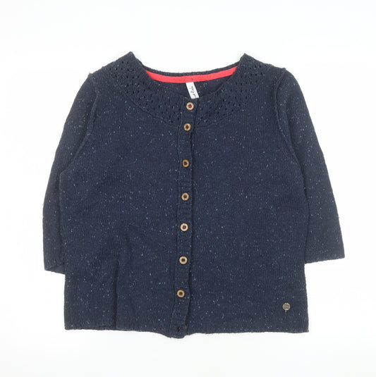 Weird Fish Women's Blue Knit Button Cardigan Size 14
