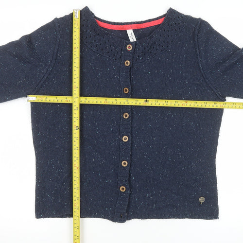 Weird Fish Women's Blue Knit Button Cardigan Size 14