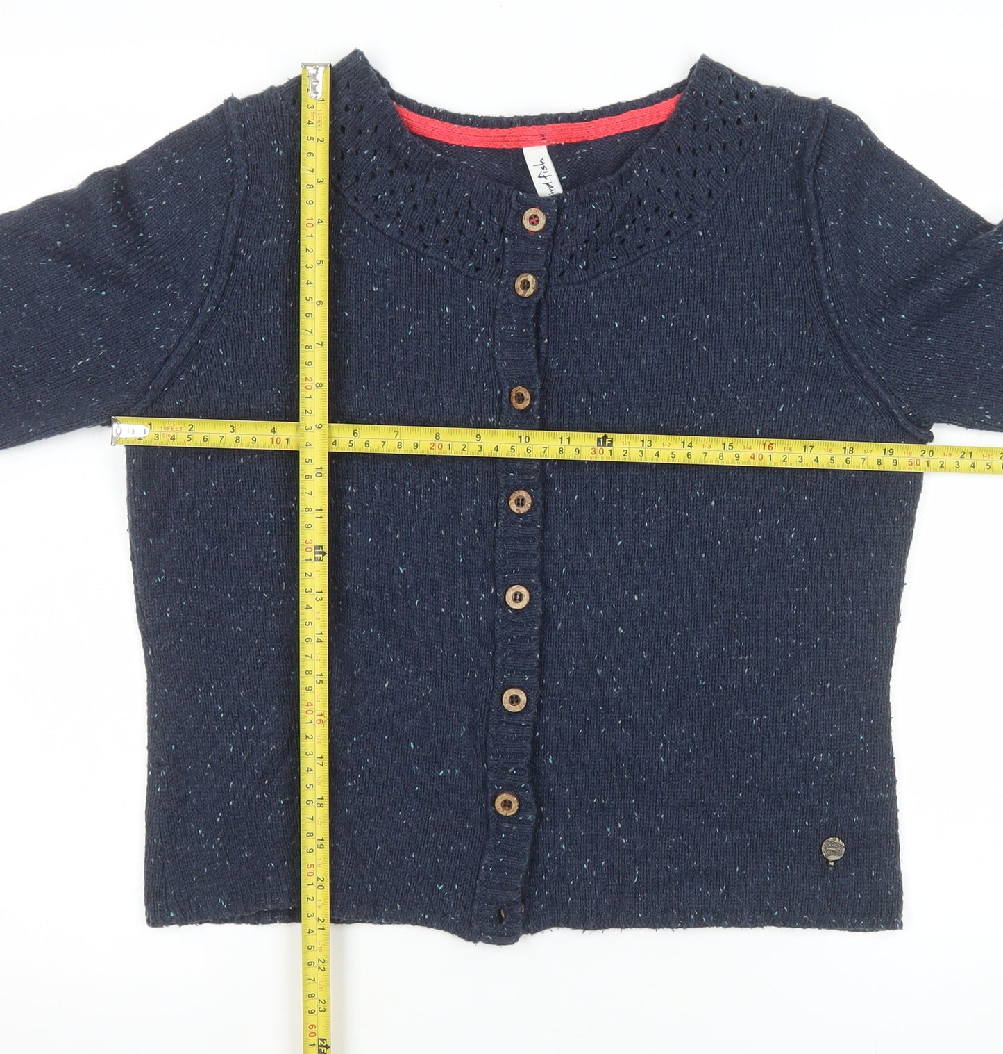 Weird Fish Women's Blue Knit Button Cardigan Size 14