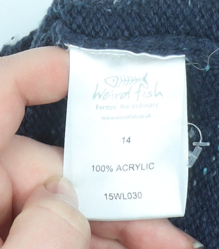 Weird Fish Women's Blue Knit Button Cardigan Size 14