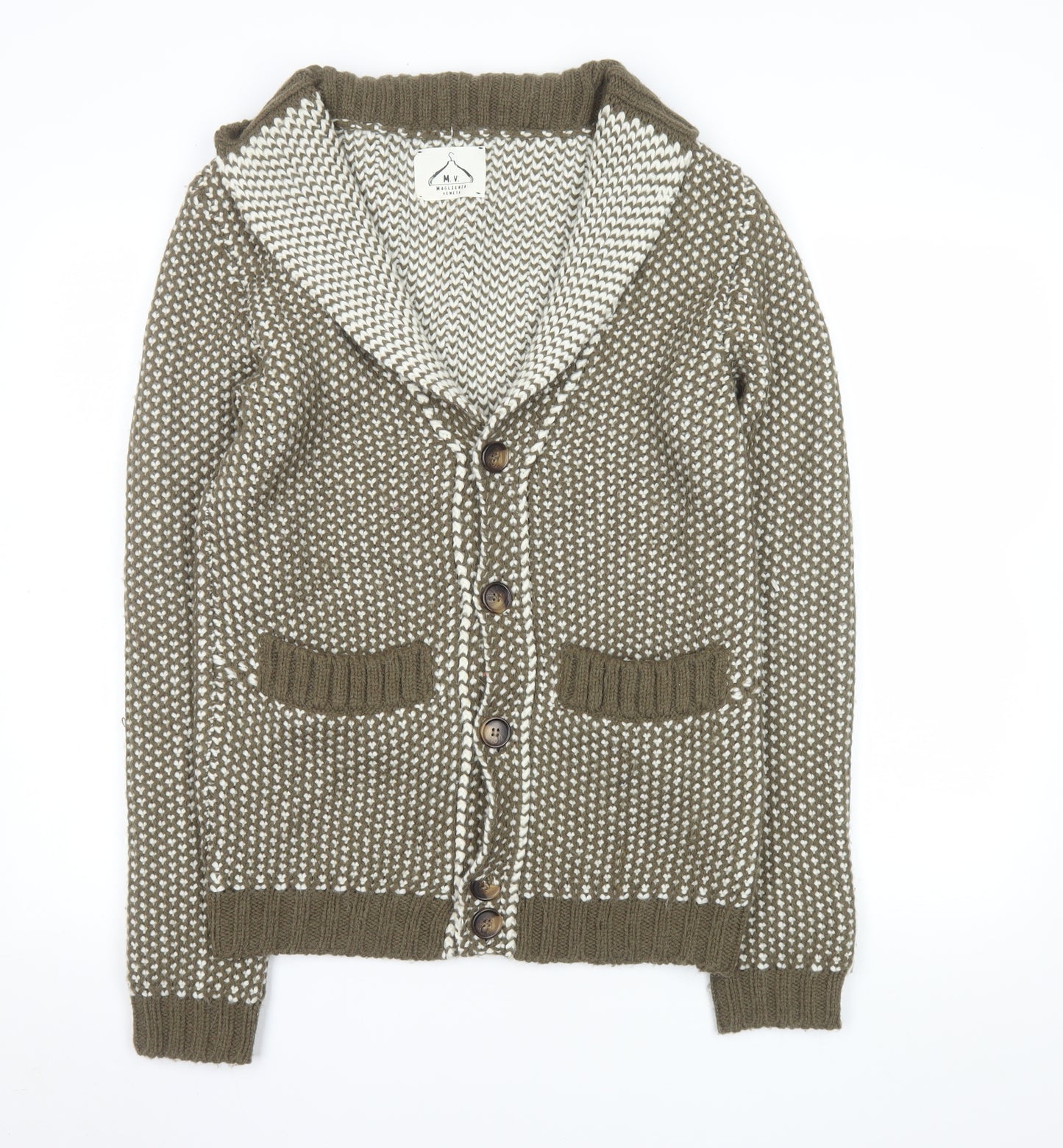 Maglieria Veneta Women's Brown Chunky Knit Cardigan Size S Wool Blend