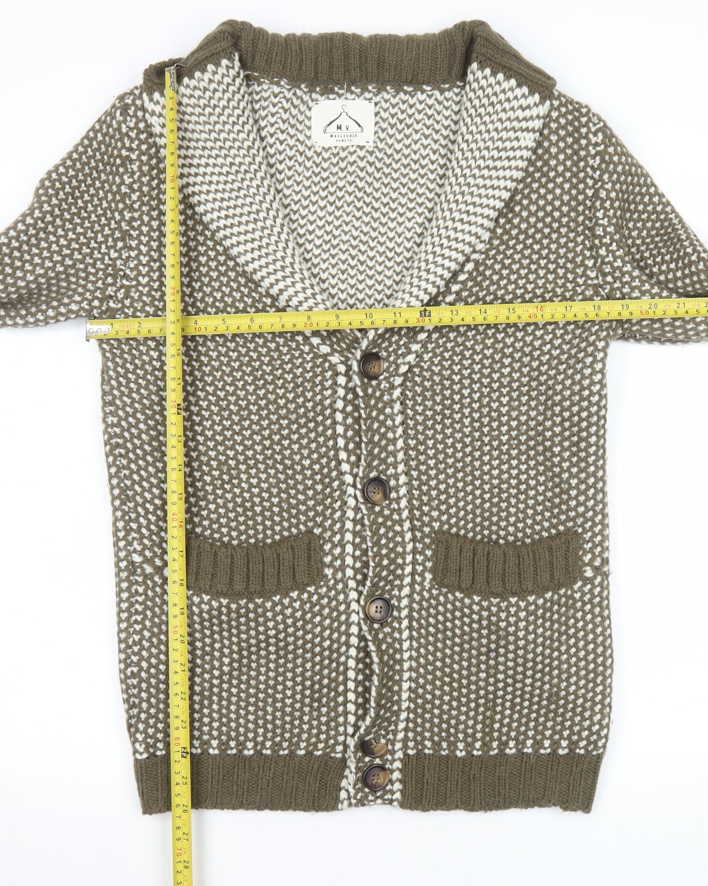 Maglieria Veneta Women's Brown Chunky Knit Cardigan Size S Wool Blend