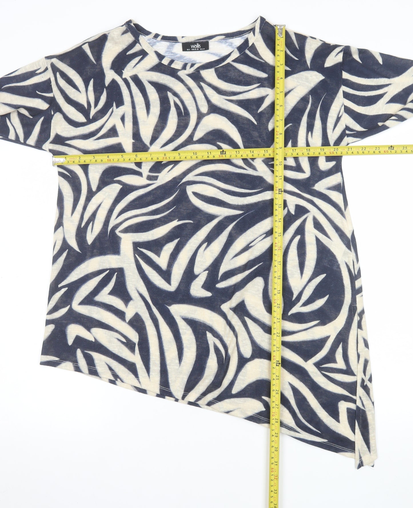 Wallis Women’s Blue Floral Asymmetric Tunic Blouse Size S