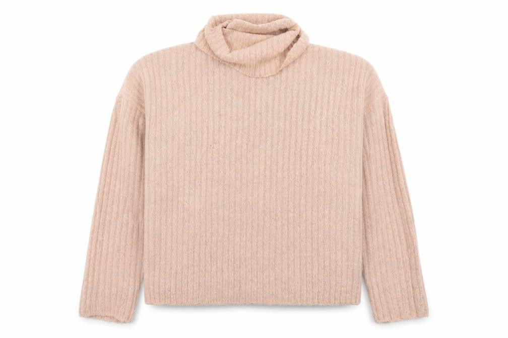 Brave Soul Womens Beige Roll Neck Ribbed Knit Jumper Size M