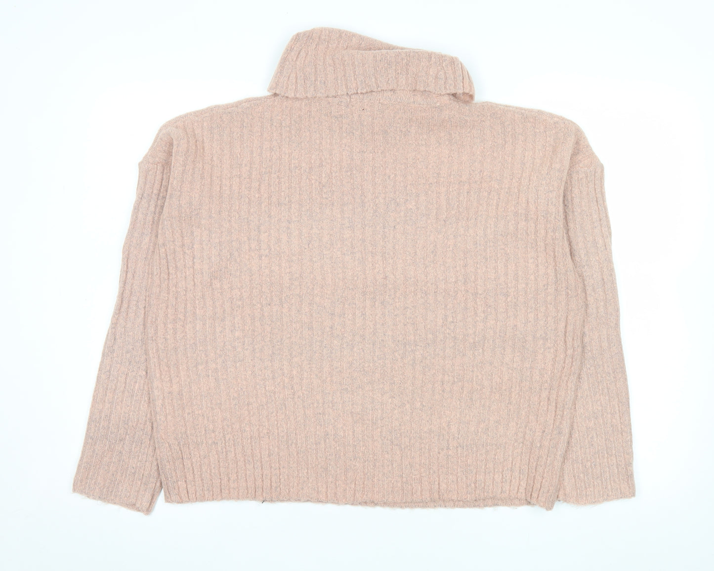 Brave Soul Womens Beige Roll Neck Ribbed Knit Jumper Size M