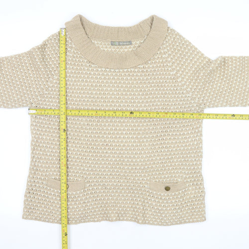 Marks and Spencer Women Beige Waffle Knit Pullover Jumper Size 12