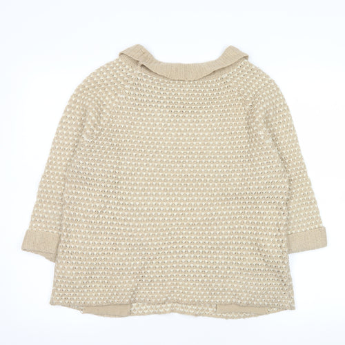 Marks and Spencer Women Beige Waffle Knit Pullover Jumper Size 12
