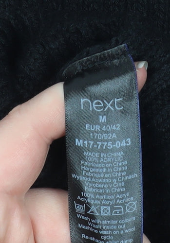Next Women Black Sequin Floral Mock Neck Ribbed Jumper Size 12