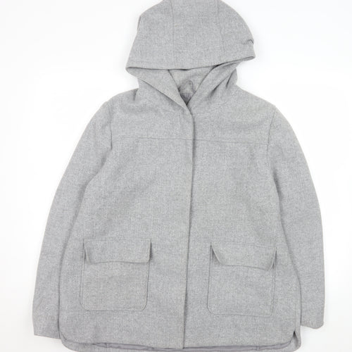Primark Women’s Grey Wool Blend Hooded Mid-Length Coat UK 18