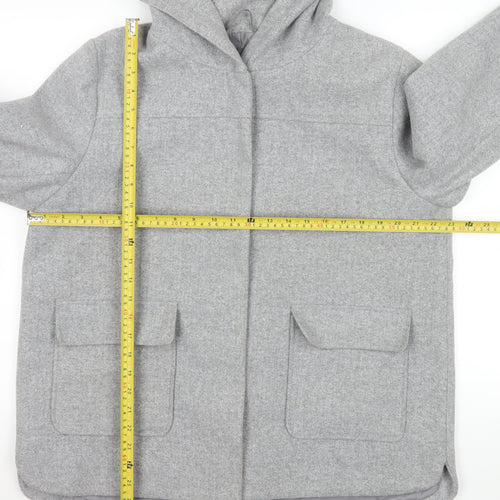 Primark Women’s Grey Wool Blend Hooded Mid-Length Coat UK 18