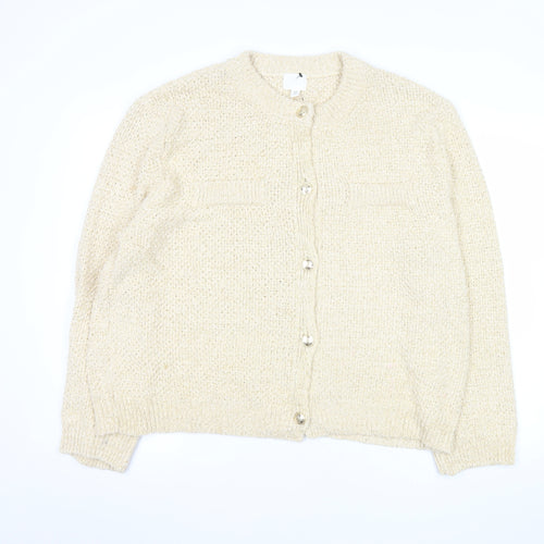 H&M Womens Beige Knit Cardigan XL Soft Cotton Blend