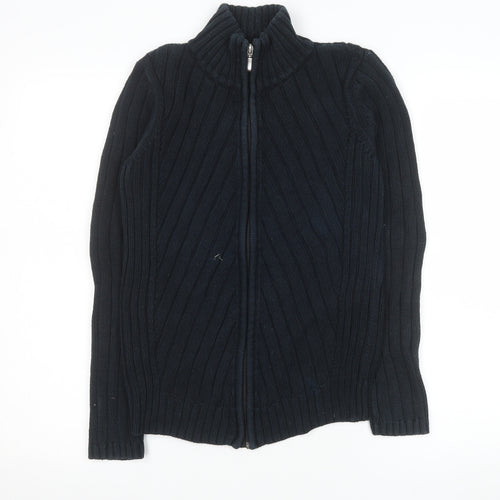 Debenhams Womens Black Cotton Full Zip Knit Jacket Size 10