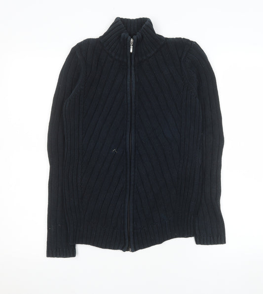 Debenhams Womens Black Cotton Full Zip Knit Jacket Size 10
