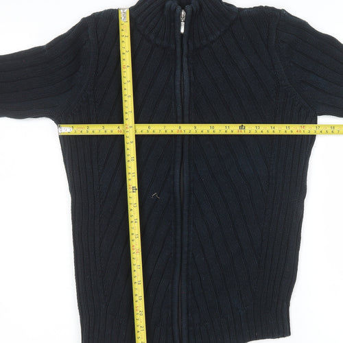 Debenhams Womens Black Cotton Full Zip Knit Jacket Size 10