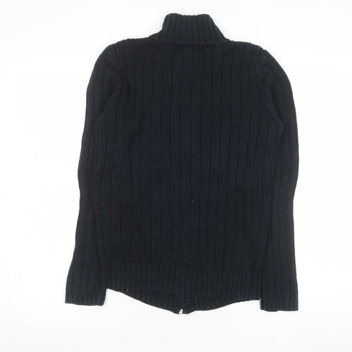 Debenhams Womens Black Cotton Full Zip Knit Jacket Size 10