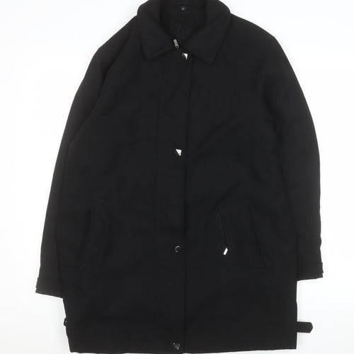 Klass Women's Black Long Overcoat Size 12 Regular Lined Polyester Classic