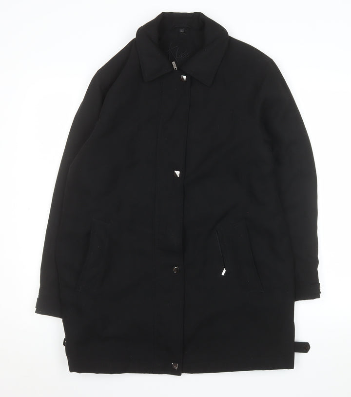 Klass Women's Black Long Overcoat Size 12 Regular Lined Polyester Classic