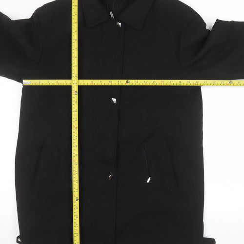 Klass Women's Black Long Overcoat Size 12 Regular Lined Polyester Classic