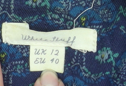 White Stuff Women's Blue Floral Quilted Jacket Size 12