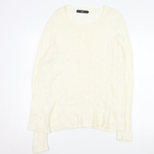 Isle Essentials Women Ivory Cable-Knit Pullover Jumper Size M 14-16 Acrylic