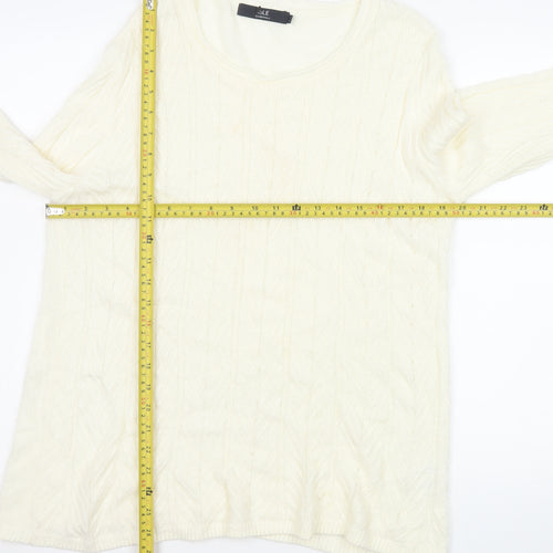Isle Essentials Women Ivory Cable-Knit Pullover Jumper Size M 14-16 Acrylic