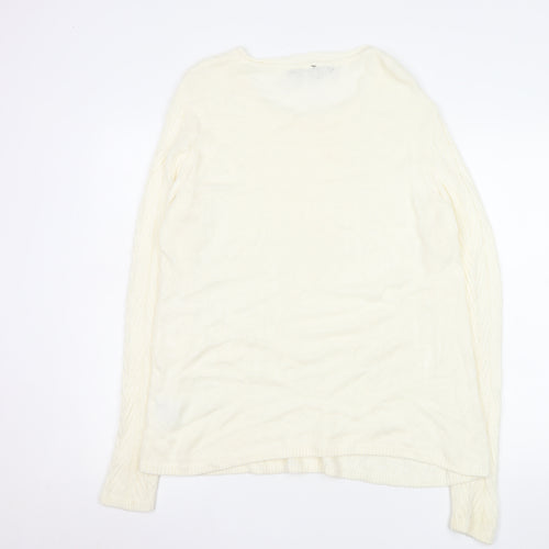 Isle Essentials Women Ivory Cable-Knit Pullover Jumper Size M 14-16 Acrylic