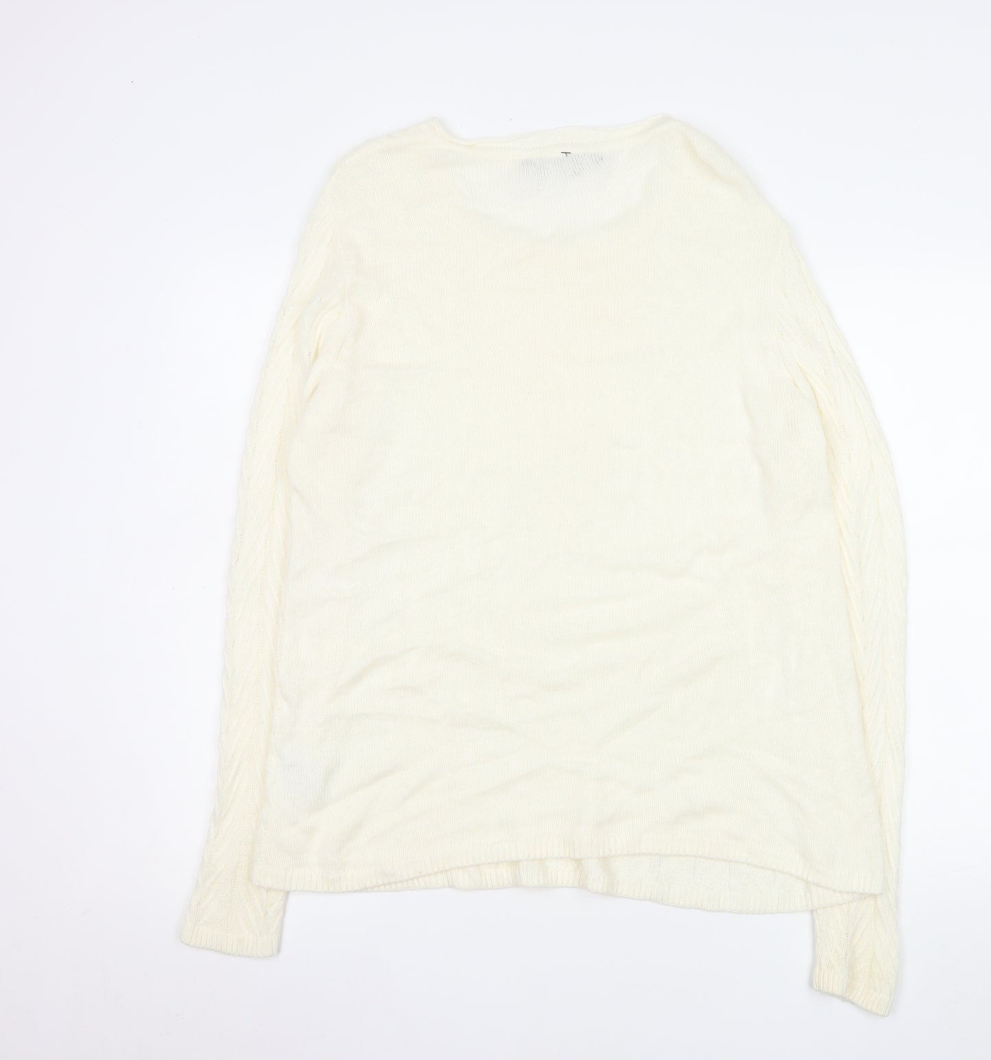 Isle Essentials Women Ivory Cable-Knit Pullover Jumper Size M 14-16 Acrylic