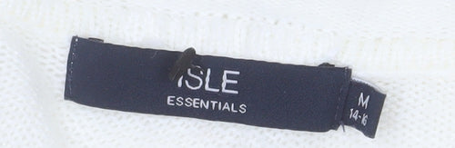 Isle Essentials Women Ivory Cable-Knit Pullover Jumper Size M 14-16 Acrylic