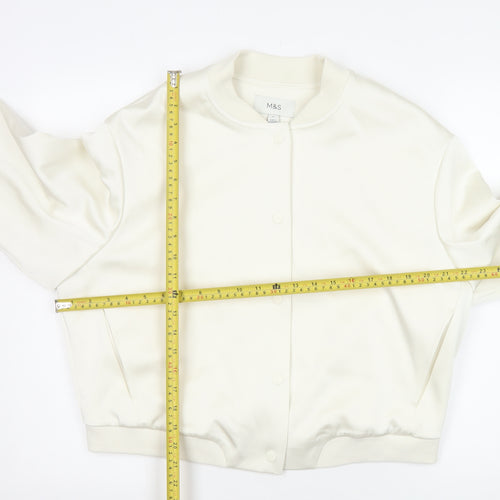 Marks and Spencer Women's Ivory Bomber Jacket Size 16 Lined Casual