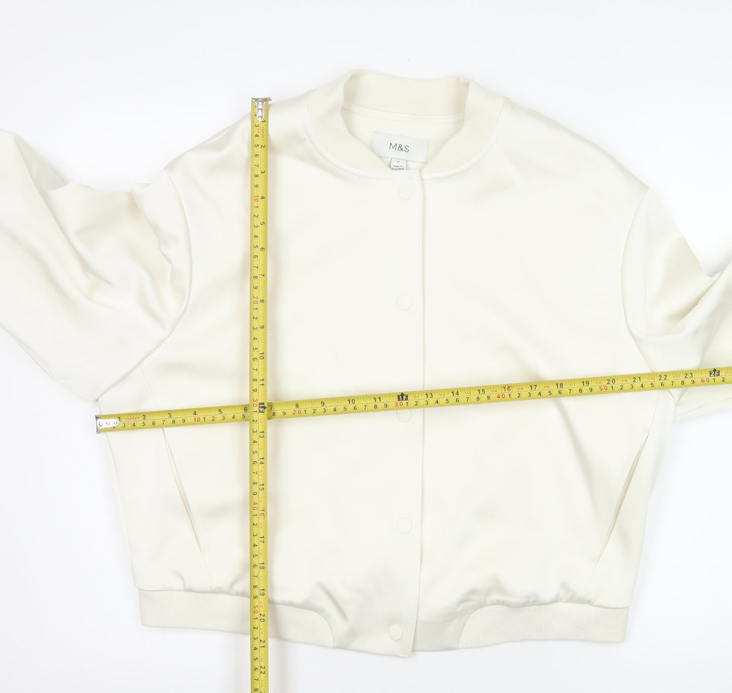 Marks and Spencer Women's Ivory Bomber Jacket Size 16 Lined Casual