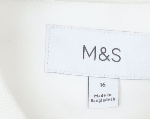 Marks and Spencer Women's Ivory Bomber Jacket Size 16 Lined Casual